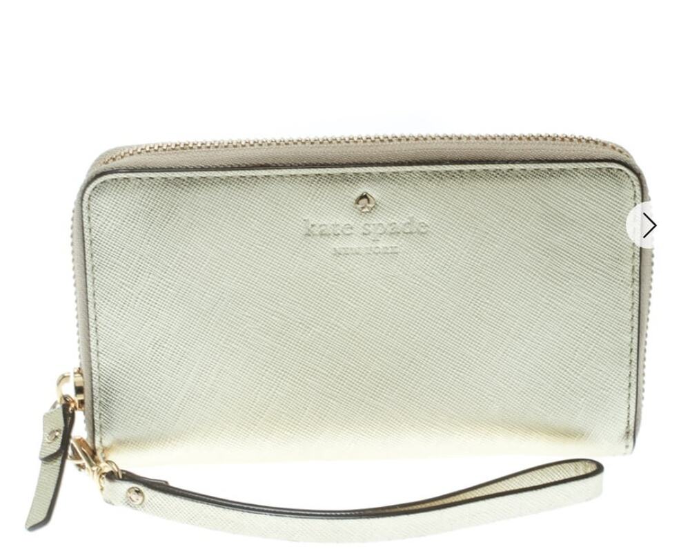 Kate Spade Gold Metallic Saffiano Leather Zip Around Wallet/Wristlet B000803